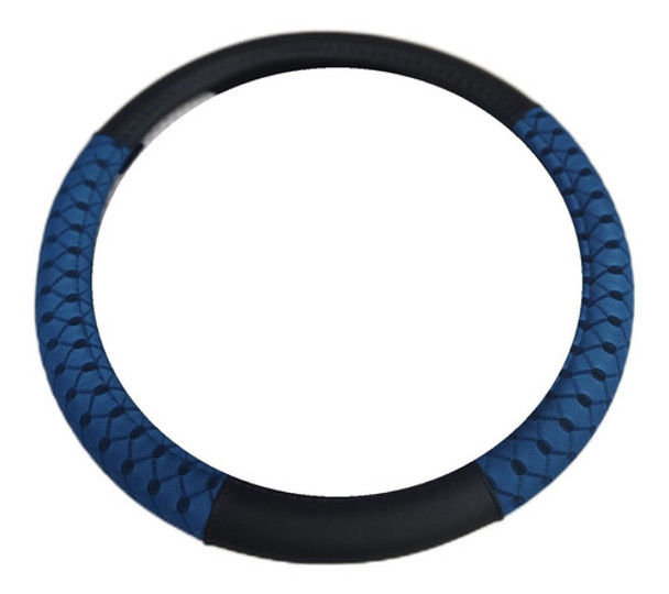 Funda Cubre Volante 38cm Tela Negro Con Azul Auto 0
