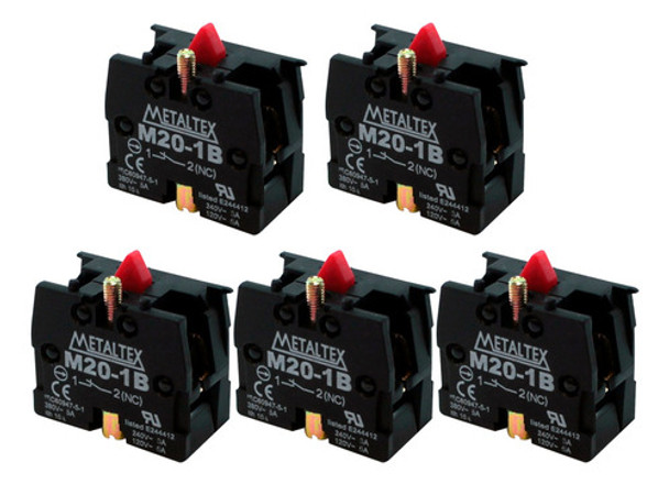 Kit 5 Blocos Contato Auxiliar Para Botão 1nf Metaltex 0