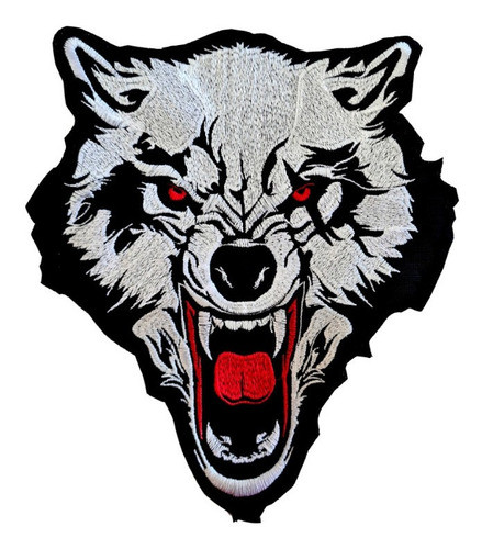 Parche Bordado Lobo Salvaje Grande Motoquero Moto Rock Metal 0