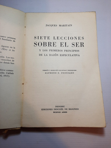 Antiguo Libro Siete Lecciones Sobre El Ser Maritain Ro 1476 0