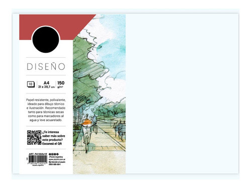 Block Pizzini Diseño P/ Dibujo A4 X 30 Hjs Lisas 150 Grs 0