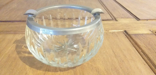 Cenicero De Cristal Con Virola De Metal Plateado Grande 0