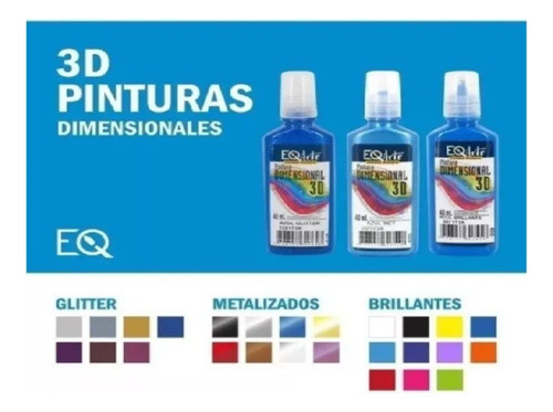 Pintura Dimensional 3d Brillante Eq Craft 40 Ml. X Unidad 0