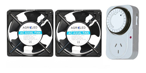 Kit Ventilacion Cooler Agroled 4 Pulgadas 2u Con Timer - Up 0
