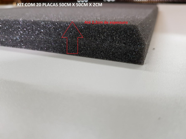 Espuma Acústica Kit C/ 20 Placas - 50cm X 50cm X 2cm - Lisa 0