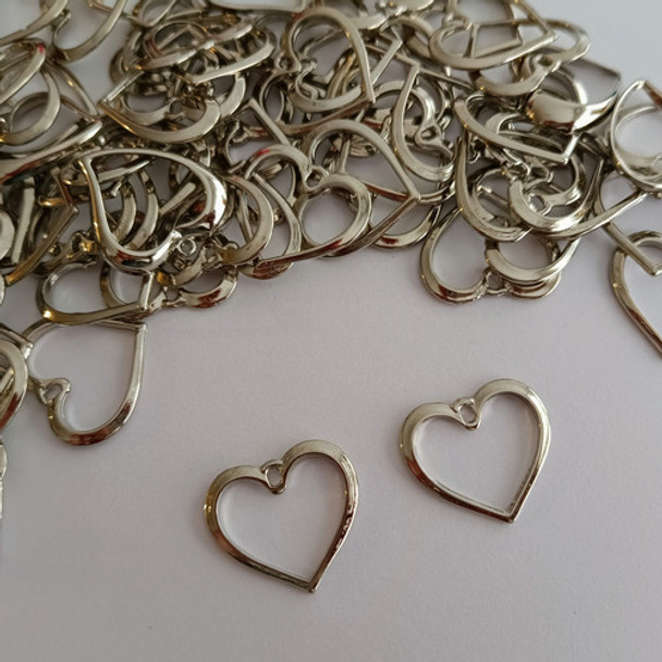 10 Dijes Metal Corazón Grande (2) - Bijuo Armador Artesania 0