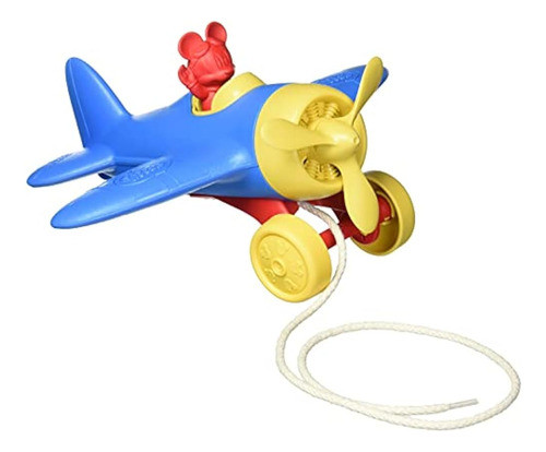 Green Toys Mickey Mouse Airplane Pull Toy- Tg 0