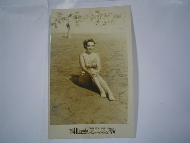 Mar Del Plata Foto Almada 1962 Bañista Playa Mujer Arena 0
