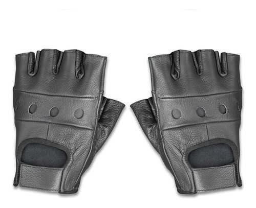 Guantes Raider Sin Dedos, De Cuero Negro, Xs, Negro 0