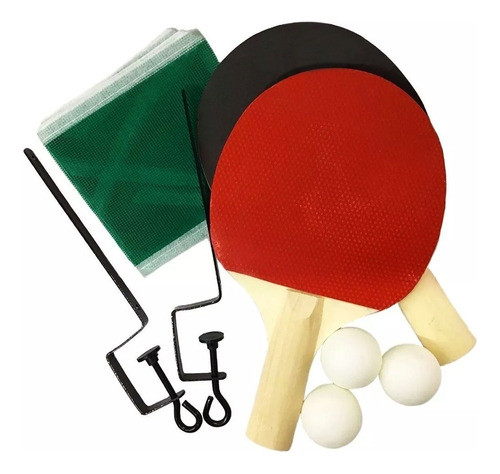 Set De Ping Pong  2 Paletas + 3 Pelotas + Red +  Soportes 0