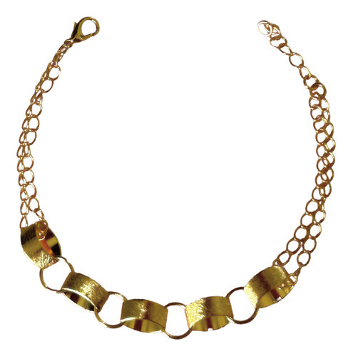 Pulseira Elos Amassados - Banhado Em Ouro 18k 0