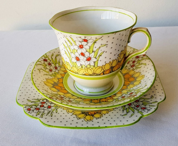 Trío, Taza, Plato De Té Y Postre Porcelana Inglesa Melba 0