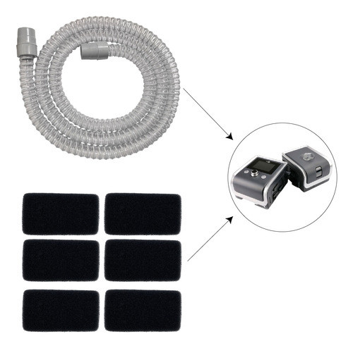 6 Filtros Espuma P/ Cpap Bipap G2 Bmc + Traqueia Cinza 0