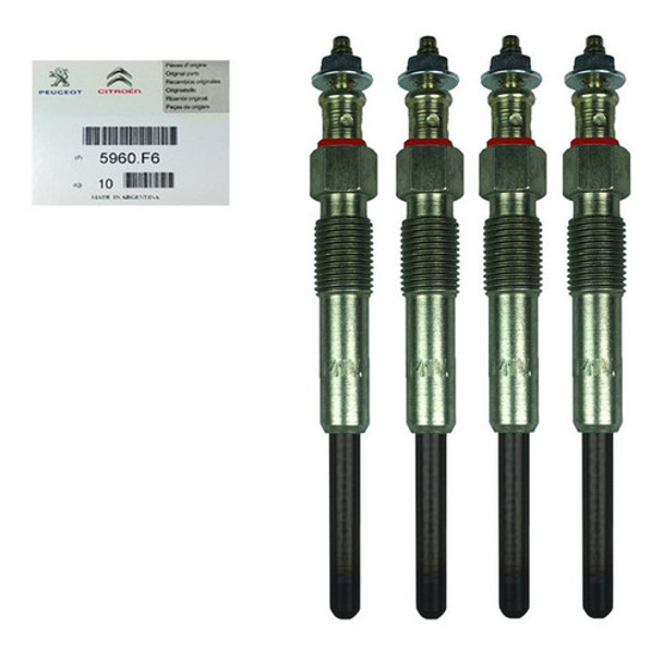 Kit 4 Calentadores Original Peugeot Partner 1.9 D Dw8 - 2007 0