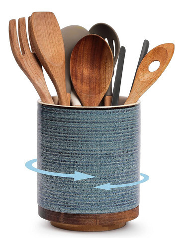 Soporte De Utensilios Giratorio Extra Grande De 19 Cm, Azul 0