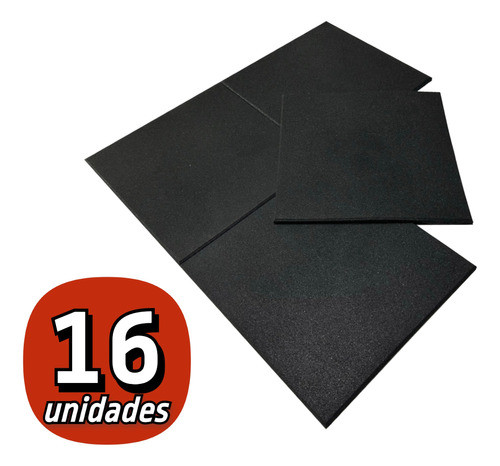 Kit 16 Pisos Borracha  50x50cm 15mm (1,5cm) 0