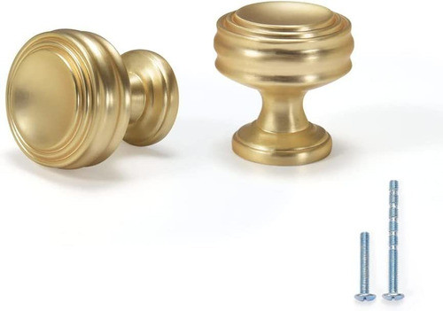 6 Tiradores Yonfiafit Redondos De 30mm - Dorado Cepillado 0
