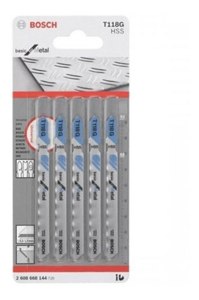 Juego Hojas P/caladora 5pzas Bosch T118g Metal - Ynter 0