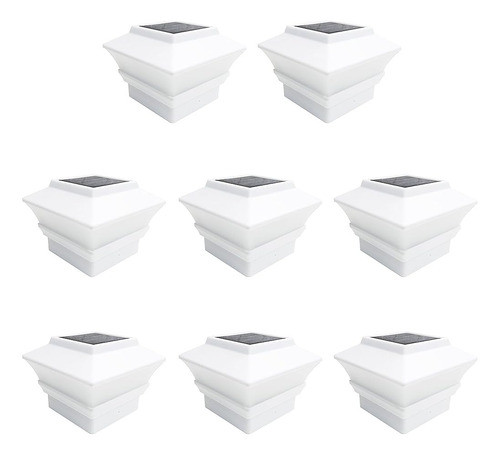 Iglow White Outdoor Garden 4 X 4 Solar Led Post Deck Cap Squ 0
