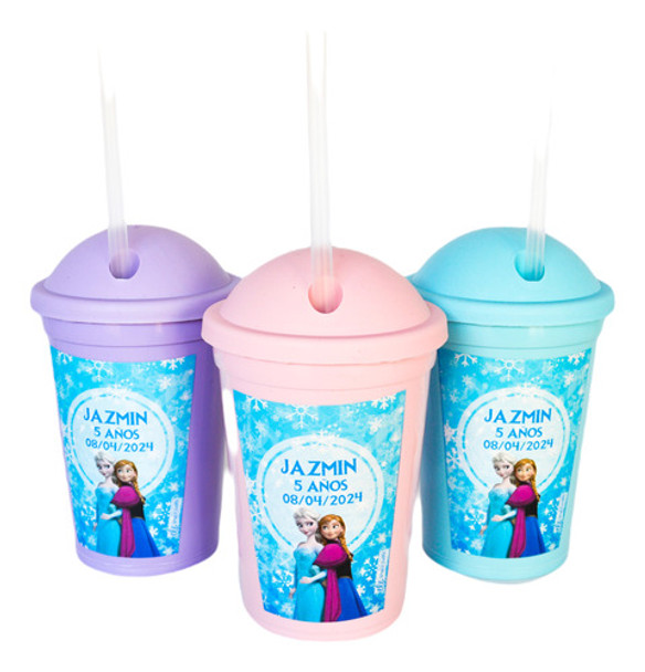 Vasos Plásticos  Frozen Personalizados 20 Unid+bolsita+sorb 0