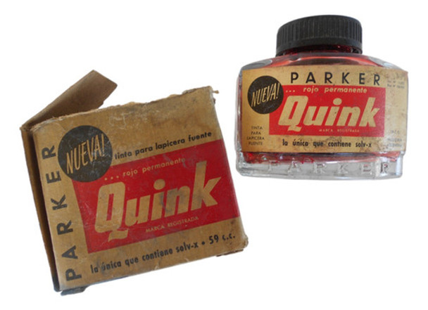 Antiguo Frasco Tinta Parker Quink Para Lapicera Fuente 0