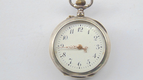 Relógio De Bolso Cilindro Mini  Prata Maciça Anos 1880-1890 0
