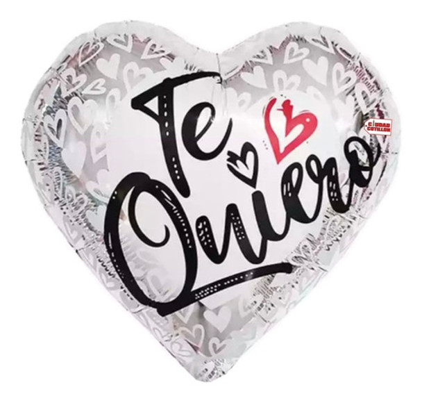 Globo Metalizado Corazón Plateado 18 Pul 45cm Te Quiero - Cc 0