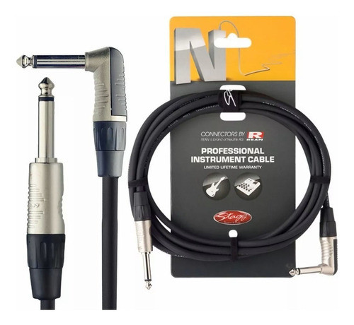 Cable Plug Plug Angular L Guitarra Bajo 3 Metros Stagg 0