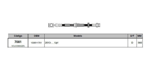 Flexible Freno Del Volkswagen Up 2015 En Adelante 560mm 0