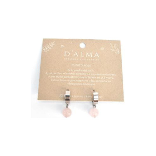 Caravanas Dalma Con Aro Y Cuarzo Rosa 0