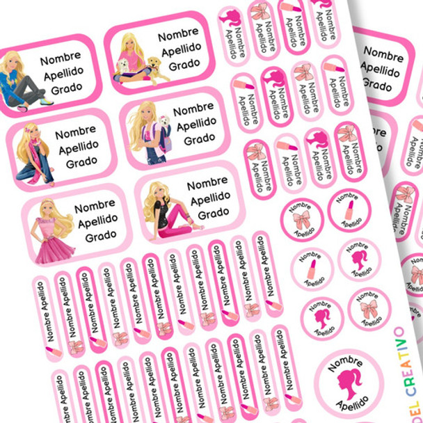 Etiquetas Escolares Personalizadas Para Imprimir Barbie 0