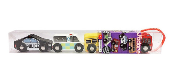Set Vehículos Urbanos Por 4 Madera Autitos Jadore Ja821107 0