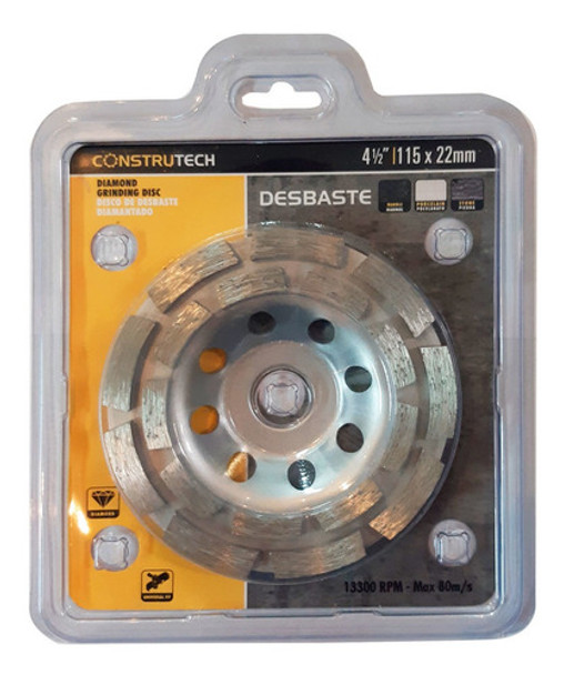 Disco Diamantado De Desbaste Construtech  2 Filos U R U 0