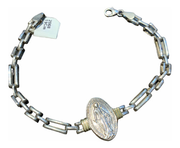 Pulsera Virgen Milagrosa En Plata Con Detalles En Oro. Tuset 0