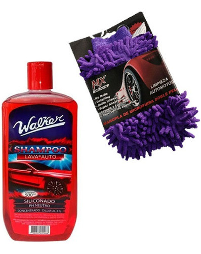 Shampoo Siliconado Walker Ph Neutro 500ml + Manopla Microfib 0