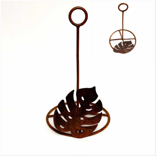 Porta Rollo P/ Cocina Con Hoja Monstera Hierro Efecto Oxido 0