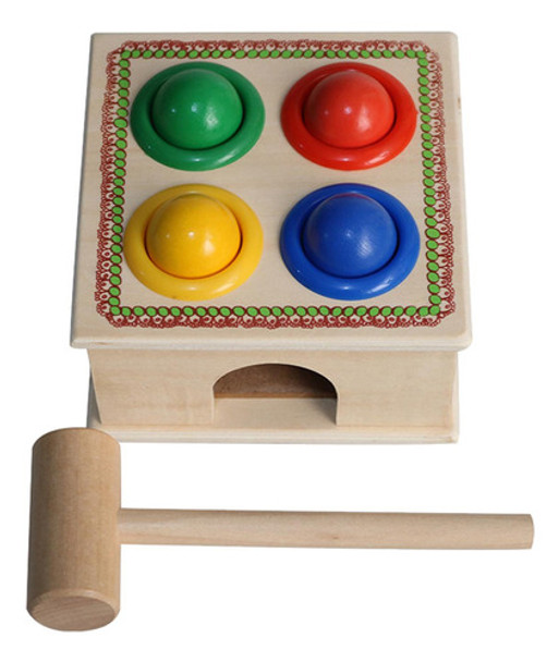 Brinquedo Montessori De Madeira Para Bater E Martelo, 0 Brinquedo Montessori De Madeira Para Bater E Martelo, 0
