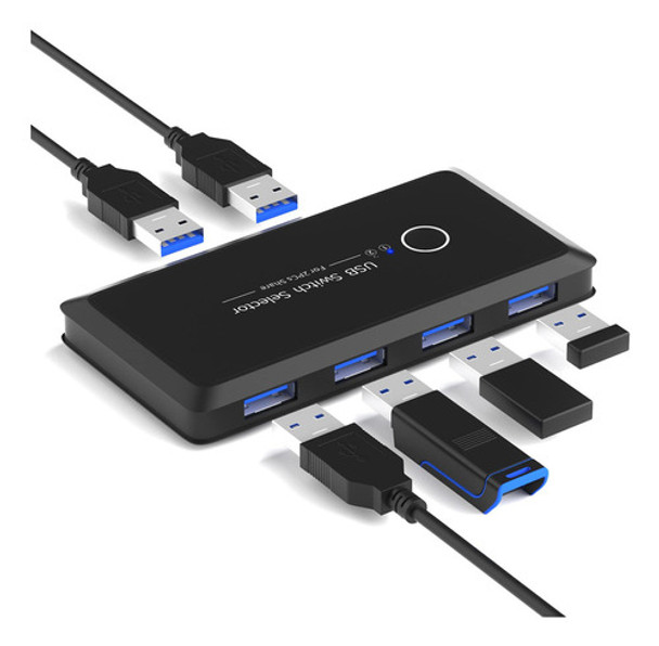 Selector De Conmutador Usb 3.0, Interruptor Kvm Usb Para 2 P 0