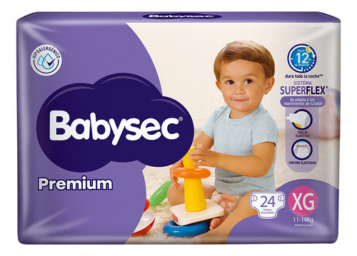 Pañal Babysec Premium Flexi Protect Talle Xg 24 Un. 0