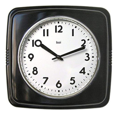Reloj De Pared Retro Cuadrado Bai, Negro 0