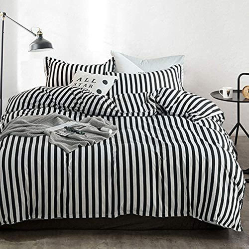 Edredón De Rayas Blancas Y Negras Cottonight Juego De Edredó 0