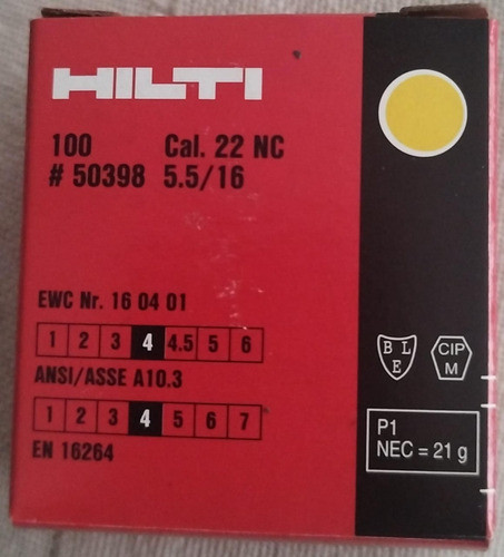 Cartuchos Para Herramienta De Fijación Hilti 0