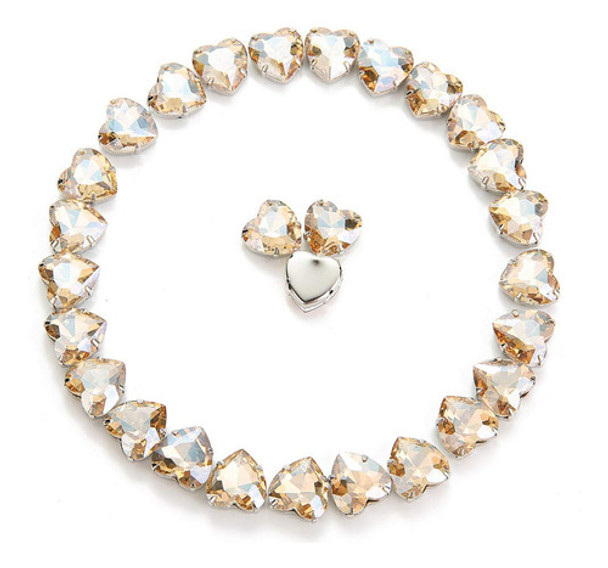 Piedras Corazon Engarzadas 12mm Cristal Champagne 50u 0