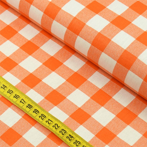 Tecido Estampado Para Patchwork - Vichy Xadrez Laranja (0,50 0