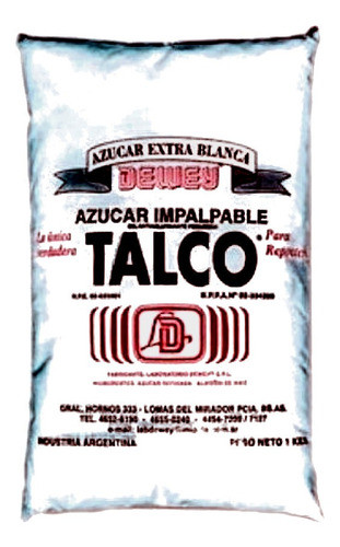 Azucar Impalpable Talco Dewey X 1kg 0