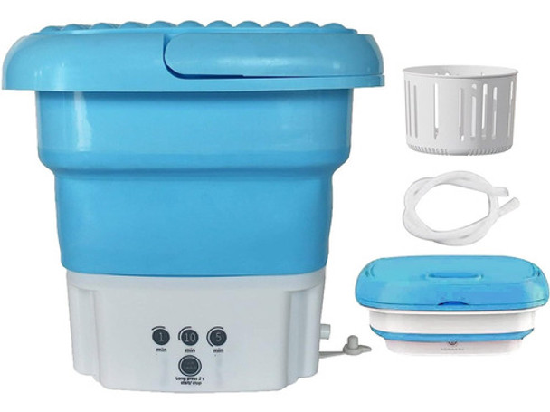 Mini Máquina De Lavar Portátil Dobrável Com Balde Secador 0