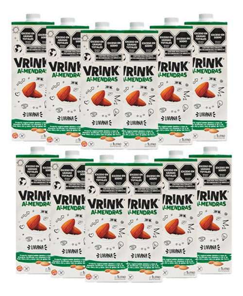 Leche De Almendras Original Vrink Sin Azucar Pack 12 X 1 Lt 0