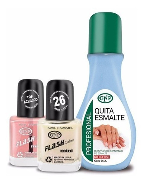Set De Esmalte, Top Acrilico Y Quita Esmalte Gnp Nice 0