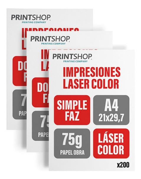 Impresiones Bajadas Laser Color Printshop A4 75g X 200 0