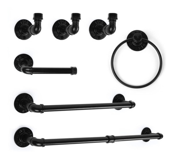 Set De 7 Accesorios Para Baño Industrial Liantral -972r7h9b 0